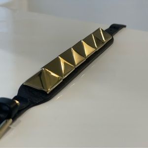 Valentino Garavani Rockstud Black Leather Bracelet